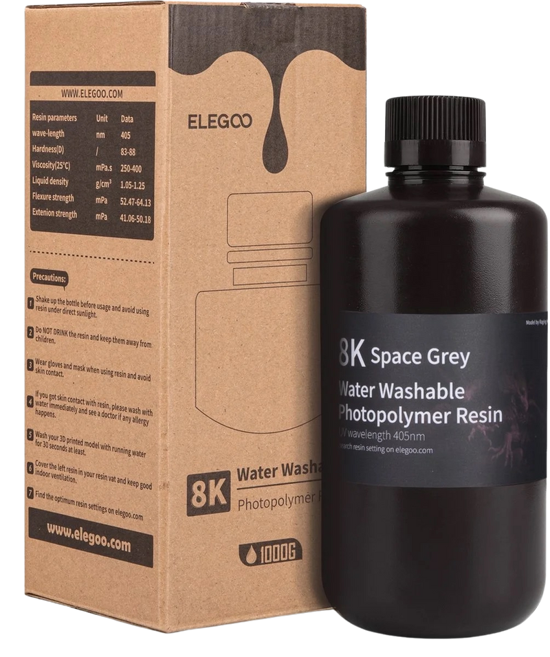 Elegoo Water-Washable Resin 8k – Grijs (1 kg)