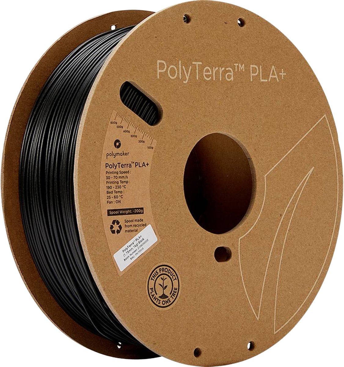 Polymaker – PolyTerra PLA+ – Zwart – 1.75 mm – 1 kg
